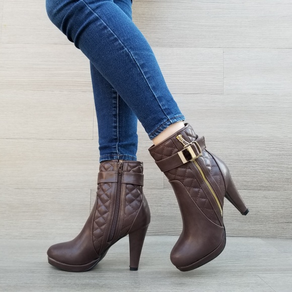 Platform High Heel Ankle Boots Fur inside-Z - Picture 7 of 8